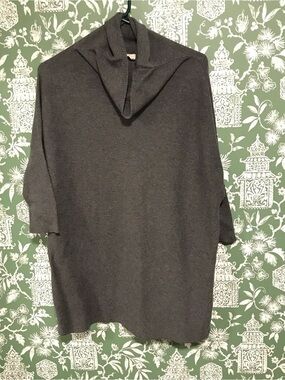 Eileen Fisher Oversized Grey Funnel Neck Sweater